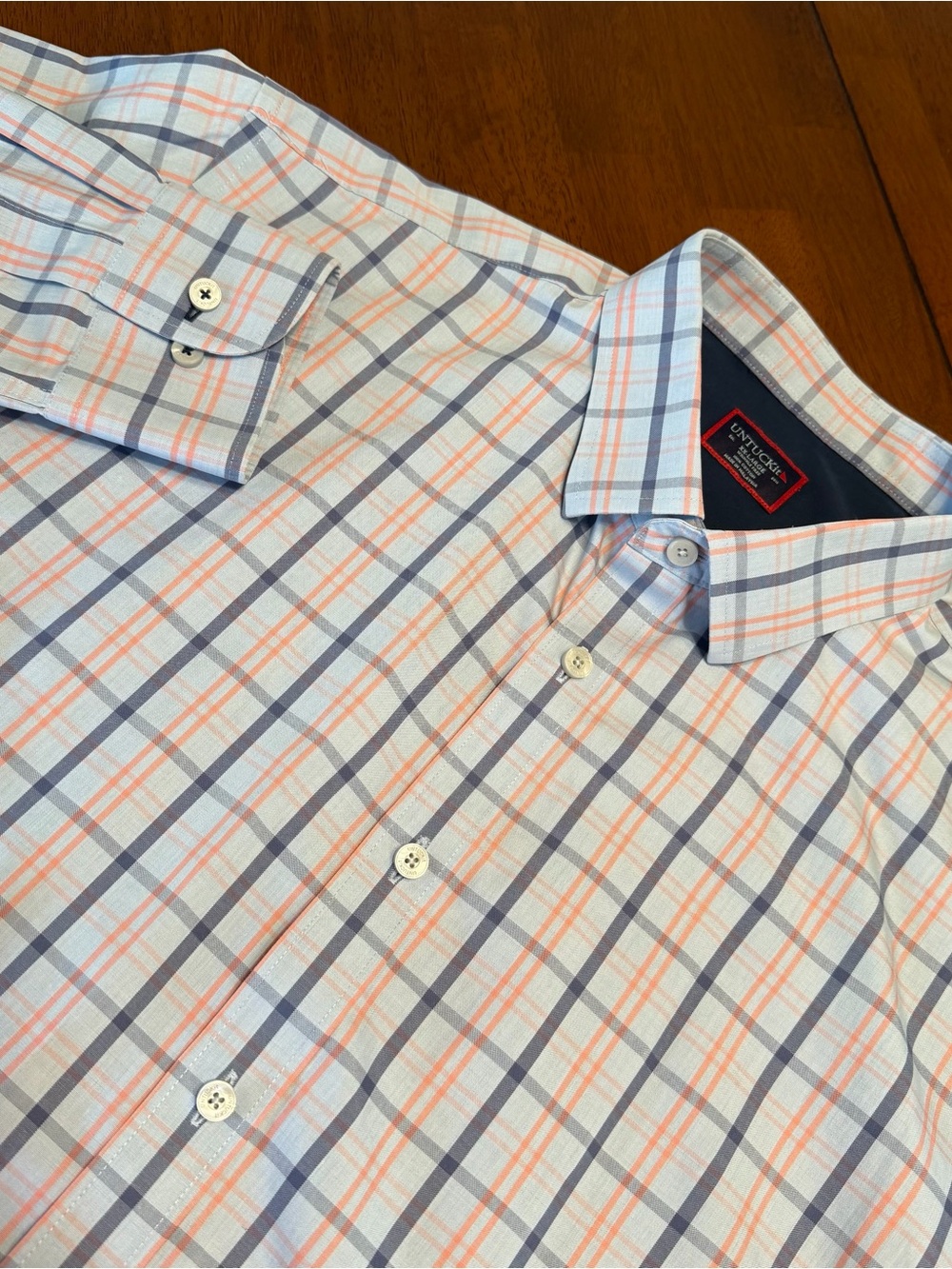 UNTUCKit Mostar Wrinkle Free Long Sleeve Dress Shirt Men XXL Blue Plaid Reg Fit